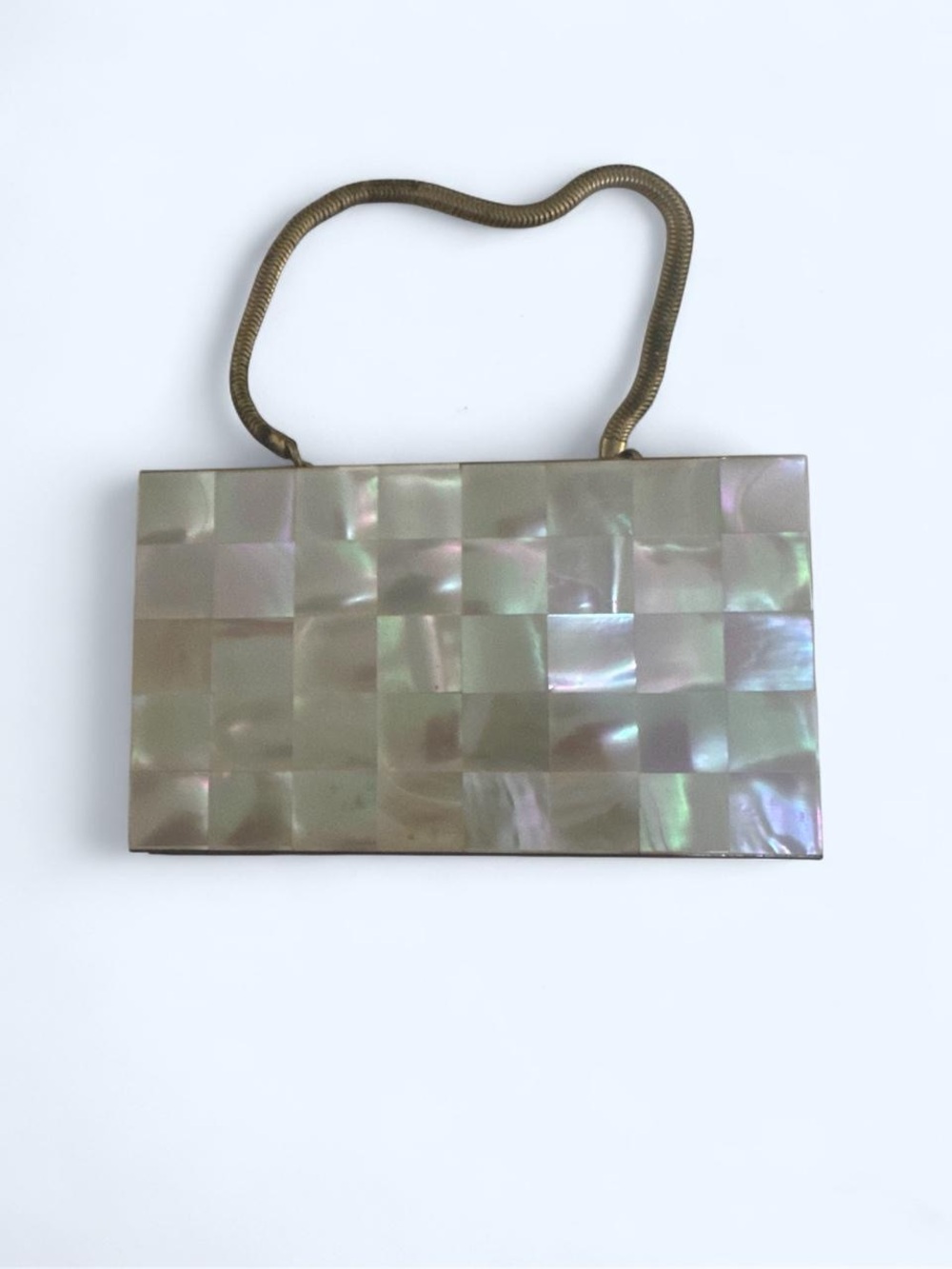 Vintage Genuine Mother of Pearl Carry All Clutch